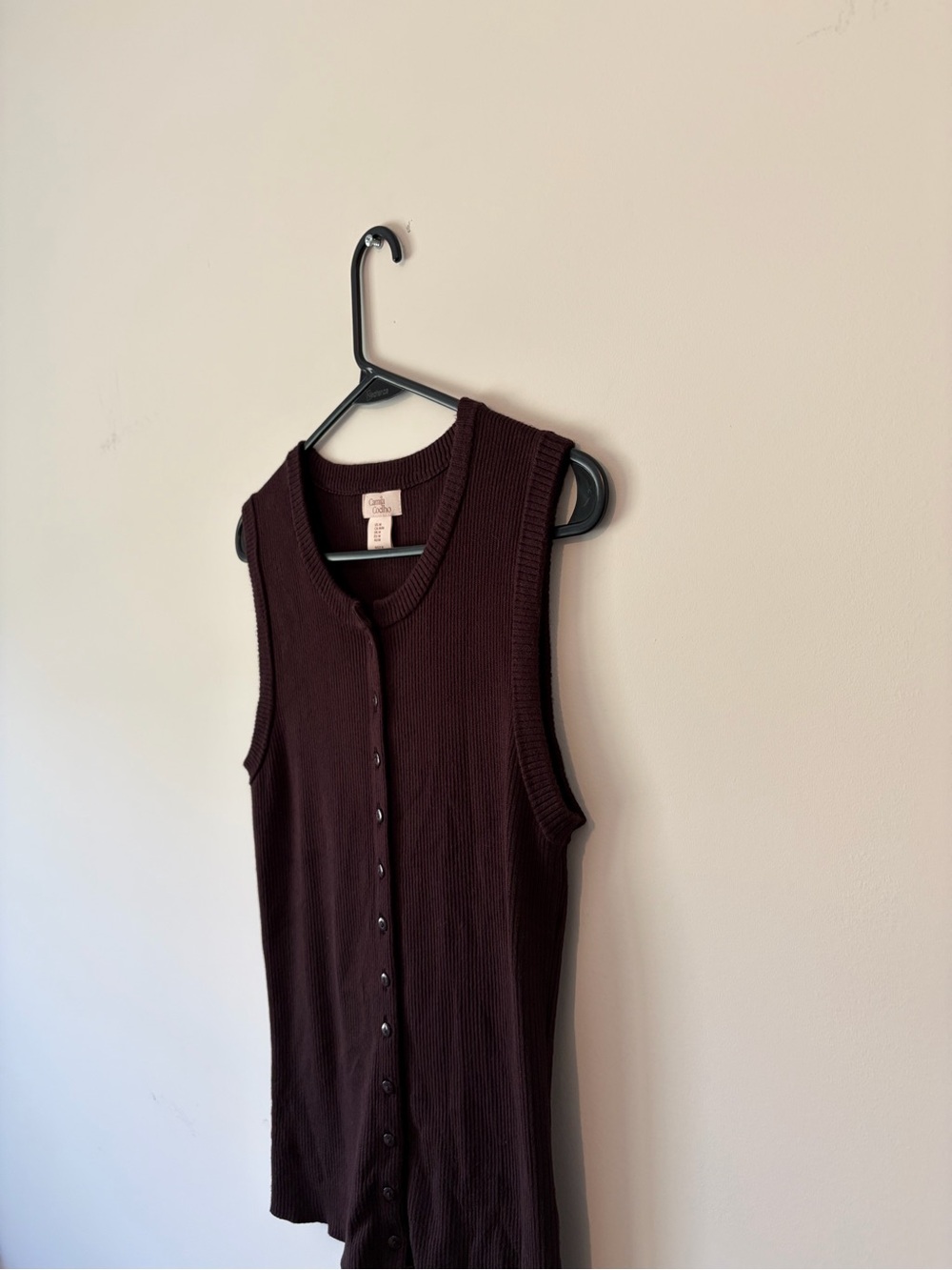 Camila Coelho Sleeveless Button-Front Knit Tank Top - Brown - Picture 4 of 5